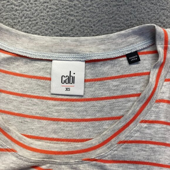 CAbi Womens Heather Gray Orange Stripe Ruffle Tank Top- 5331-Size XS,Lighweight - Picture 3 of 9